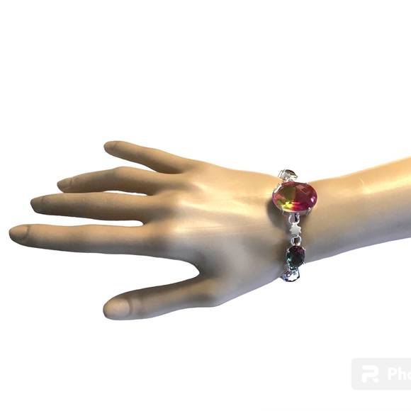 Two Tone Pink Yellow Tourmaline Bracelet Bicolors Gemstone - Picture 4 of 8